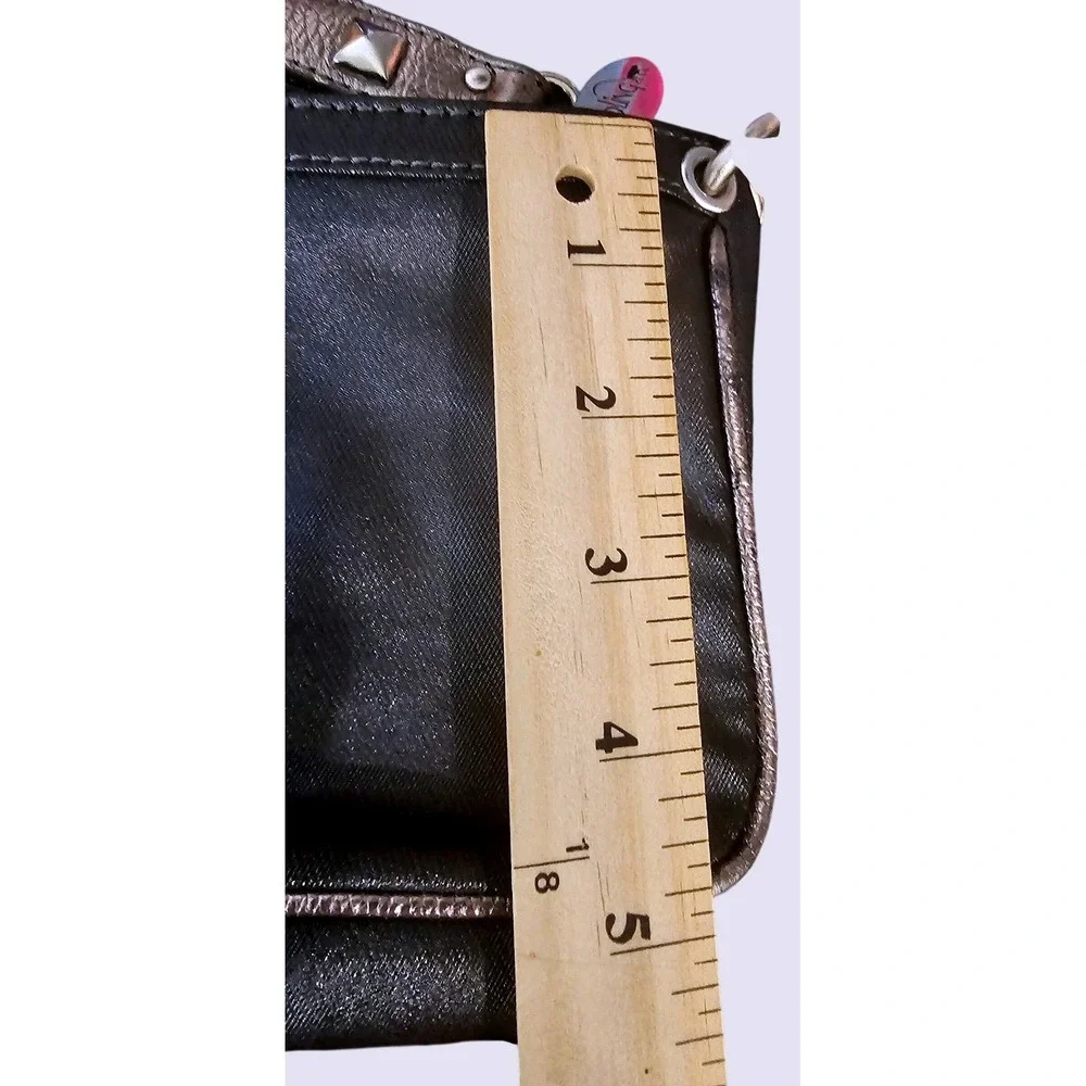 Kipling Edgy Goth‎ Wristlet Black Silver Studded Chunky Zip #ST10